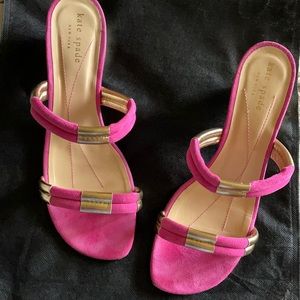 Kate Spade low heels. Pink and gold.